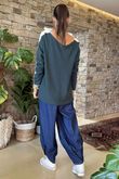 Made in Italy Juno Two Tone Knit Cream & Deep Lagoon